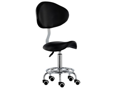 Taboret kosmetyczny siodło krzesło z oparciem Rodi Black - 2