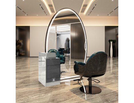 Konsola konsoleta fryzjerska barberska kosmetyczna lustro LED 220x150 PRO dwustronna