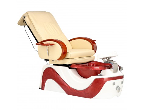 Fotel kosmetyczny elektryczny z masażem do pedicure stóp do salonu SPA kremowy - 5