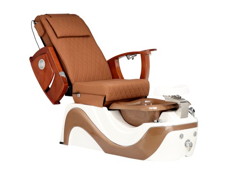 Fotel kosmetyczny elektryczny z masażem do pedicure stóp do salonu SPA brązowy - 5