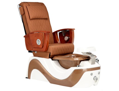 Fotel kosmetyczny elektryczny z masażem do pedicure stóp do salonu SPA brązowy - 2
