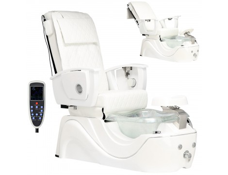 Fotel kosmetyczny elektryczny z masażem do pedicure stóp do salonu SPA biały