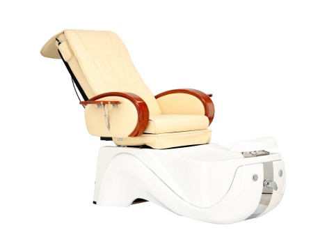 Fotel kosmetyczny elektryczny z masażem do pedicure stóp do salonu SPA kremowy - 4