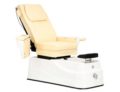 Fotel kosmetyczny elektryczny z masażem do pedicure stóp do salonu SPA kremowy - 4