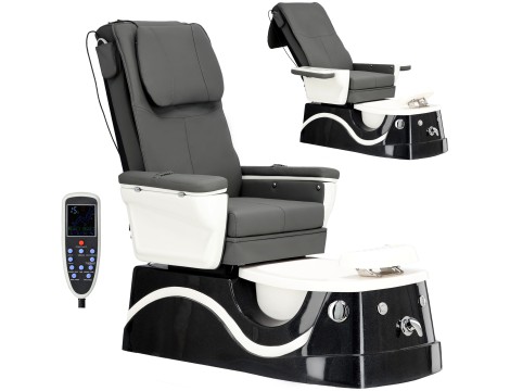 Fotel kosmetyczny elektryczny z masażem do pedicure stóp do salonu SPA szary