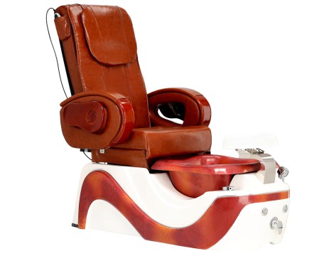 Fotel kosmetyczny elektryczny z masażem do pedicure stóp do salonu SPA brązowy - 2