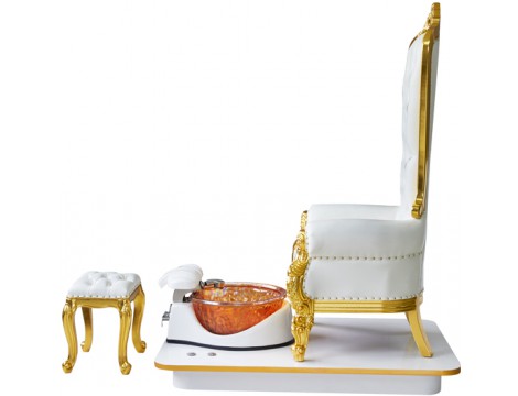 Fotel kosmetyczny klasyczny z hydromasażem do pedicure stóp do salonu SPA biały - 4