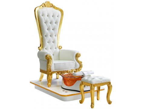 Fotel kosmetyczny klasyczny z hydromasażem do pedicure stóp do salonu SPA biały