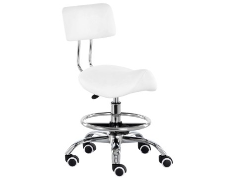 Taboret kosmetyczny fryzjerski siodło z oparciem krzesło hoker SPA mobilny - 2