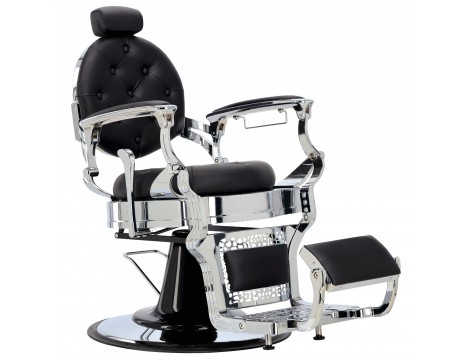 Fotel fryzjerski barberski hydrauliczny do salonu fryzjerskiego barber shop Logan Black Silver Barberking - 2