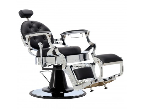 Fotel fryzjerski barberski hydrauliczny do salonu fryzjerskiego barber shop Logan Black Silver Barberking - 6