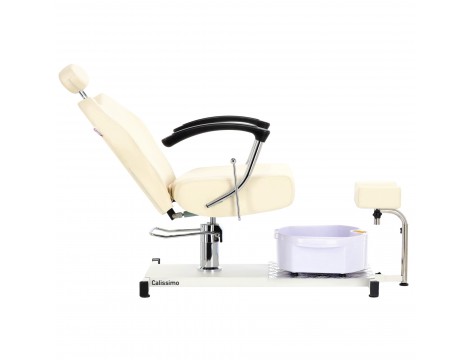 Fotel kosmetyczny do pedicure Marla odchylany z masażerem stóp do salonu spa biały - 4