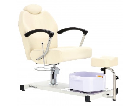 Fotel kosmetyczny do pedicure Marla odchylany z masażerem stóp do salonu spa biały - 2