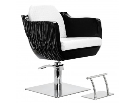 Fotel fryzjerski hydrauliczny obrotowy do salonu fryzjerskiego podnóżek chromowany krzesło fryzjerskie - 2