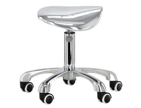 Taboret kosmetyczny fryzjerski siodło krzesło hoker SPA mobilny srebrny - 3