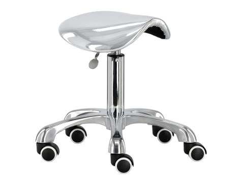 Taboret kosmetyczny fryzjerski siodło krzesło hoker SPA mobilny srebrny - 2