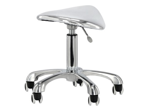 Taboret kosmetyczny fryzjerski siodło krzesło hoker SPA mobilny srebrny - 4