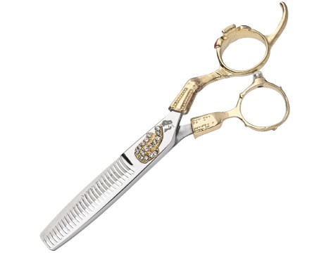 WOLF Degażówki nożyczki praworęczne 6,0 Gold stone offset fryzjerskie do strzyżenia włosów do salonu linia Professional