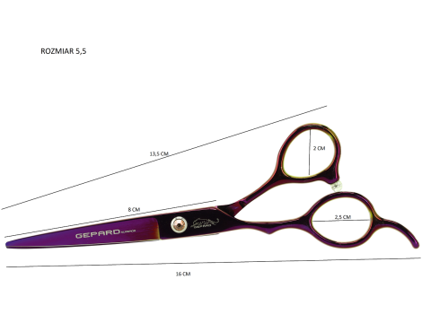 Nożyczki fryzjerskie do strzyżenia włosów Purple Dragon 5,5 leworęczne różowe - 4