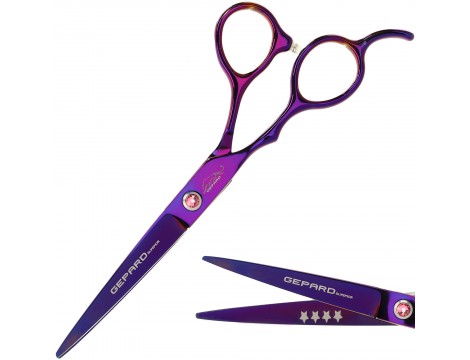 GEPARD Nożyczki leworęczne 6,0 Purple Dragon offset fryzjerskie do strzyżenia włosów do salonu linia Superior