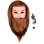 Główka głowa fryzjerska męska James brown treningowa z brodą 40cm włos naturalny uchwyt
