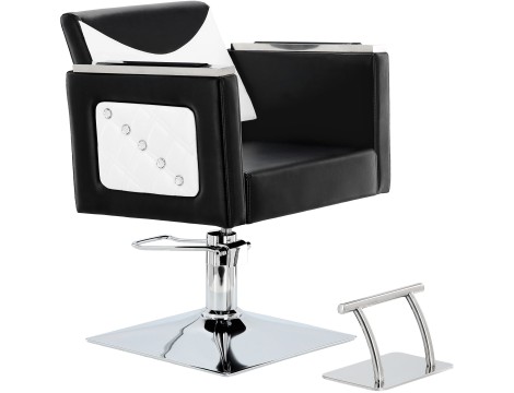 Eve black/white zestaw myjnia fryzjerska i 2 x fotel fryzjerski hydrauliczny obrotowy podnóżek do salonu fryzjerskiego myjka ruchoma misa ceramiczna armatura bateria słuchawka - 3