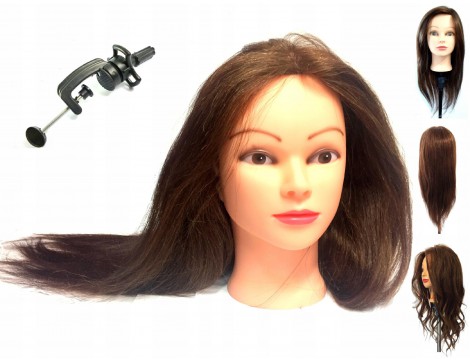 Główka głowa fryzjerska damska treningowa 65cm włos naturalny uchwyt