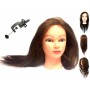 Główka głowa fryzjerska damska treningowa 60cm włos naturalny uchwyt