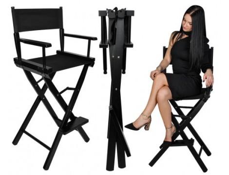 Krzesło fotel do make-up kosmetyczne z oparciem fotel gabinet SPA praktyczne składane drewniane - 5