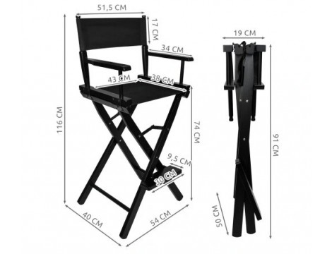 Krzesło fotel do make-up kosmetyczne z oparciem fotel gabinet SPA praktyczne składane drewniane - 6