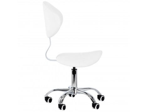 Taboret kosmetyczny siodło krzesło z oparciem biały - 3