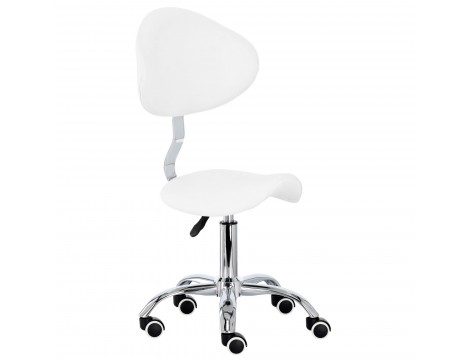 Taboret kosmetyczny siodło krzesło z oparciem biały - 2