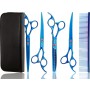 GEPARD zestaw fryzjerski degażówki 6,5  + 2xnożyczki + nożyczki gięte praworęczne groomerskie 7,0 + futerał + stalowy grzebień fryzjerski do strzyżenia włosów do salonu Superior