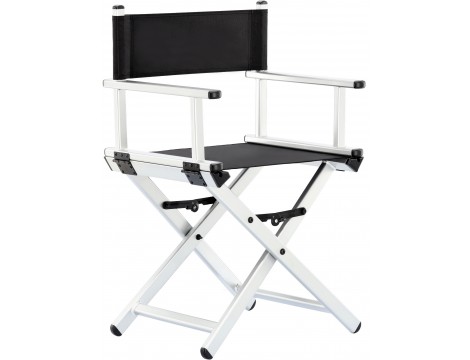 Krzesło z oparciem składane fotel do makijażu wizażu make-up aluminium lekkie MAKE-UP-02-CICI-SILVER - 2