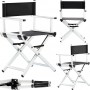 Krzesło z oparciem składane fotel do makijażu wizażu make-up aluminium lekkie MAKE-UP-02-CICI-SILVER