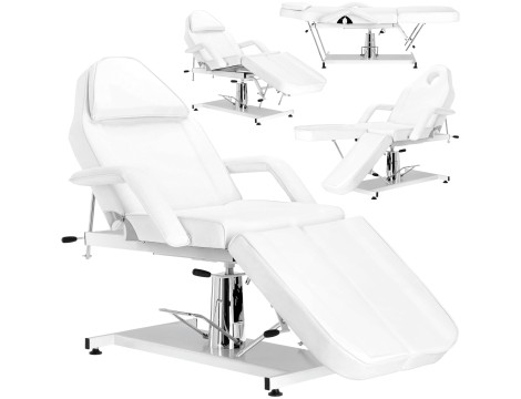 Fotel hydrauliczny kosmetyczny Isaiah obrotowy spa łóżko leżanka do salonu kosmetycznego biały