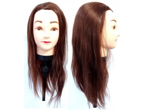 Główka treningowa Aneta Brown 55 cm brown, włos syntetyczny + uchwyt, fryzjerska do czesania, głowa do ćwiczeń - 2