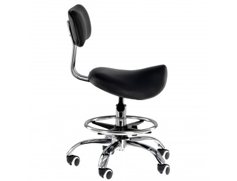 Taboret kosmetyczny fryzjerski siodło z oparciem krzesło hoker SPA mobilny - 3