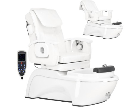 Fotel kosmetyczny elektryczny z masażem do pedicure stóp do salonu SPA biały