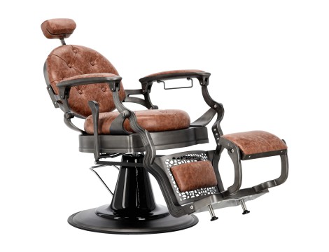 Fotel fryzjerski barberski hydrauliczny do salonu fryzjerskiego barber shop Logan Brown Gungrey Barberking - 2