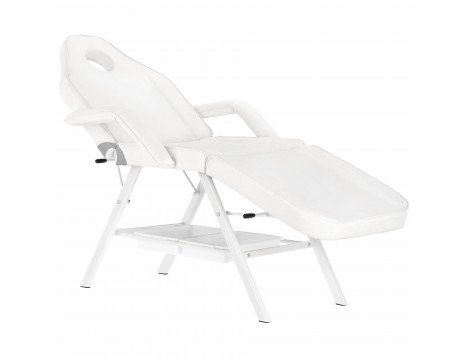 Fotel kosmetyczny klasyczny z kuwetami leżanka SPA biały - 4