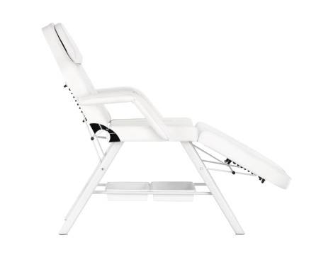 Fotel kosmetyczny klasyczny z kuwetami leżanka SPA biały - 7