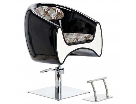 Fotel fryzjerski hydrauliczny obrotowy do salonu fryzjerskiego podnóżek chromowany krzesło fryzjerskie - 2