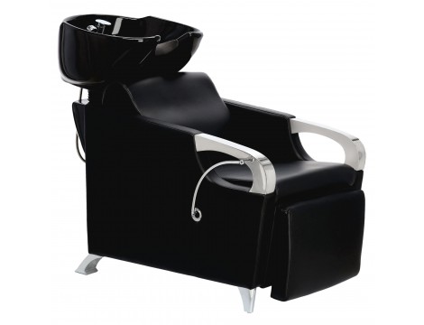 Zestaw myjnia fryzjerska i 2x fotel fryzjerski hydrauliczny obrotowy do salonu fryzjerskiego myjka ruchoma misa ceramiczna armatura bateria słuchawka - 2