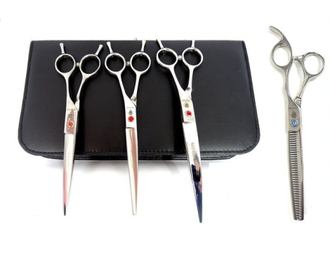 GEPARD zestaw fryzjerski degażówki nożyczki gięte groomerskie 7,0 + futerał do strzyżenia włosów do salonu linia Classic