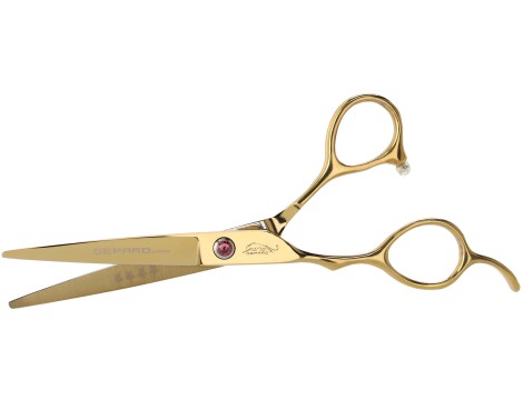 Nożyczki fryzjerskie do strzyżenia włosów Gepard 5,5 leworęczne złote - 2