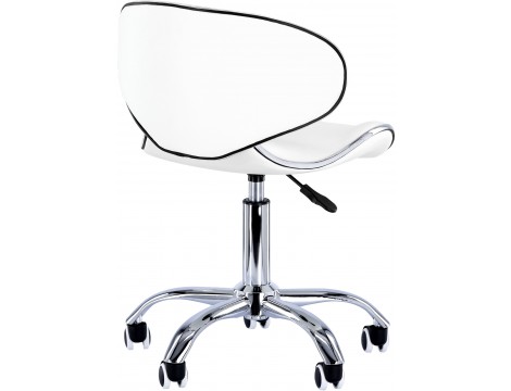 Taboret kosmetyczny siodło krzesło z oparciem biały - 3