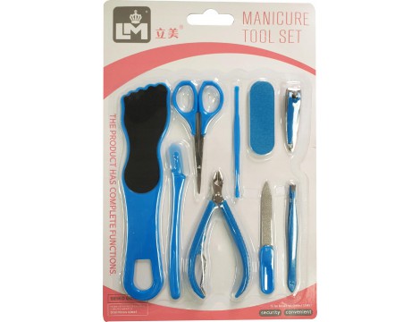 Zestaw akcesoria manicure separator nożyczki tarka niebieski