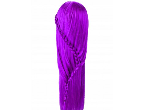 Główka treningowa Iza 60 cm purple, włos termiczny+ uchwyt, fryzjerska do czesania, głowa do ćwiczeń - 3