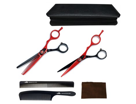 GEPARD zestaw fryzjerski degażówki i nożyczki praworęczne 6,0 + futerał grzebienie, fryzjerskie do strzyżenia włosów do salonu linia Superior